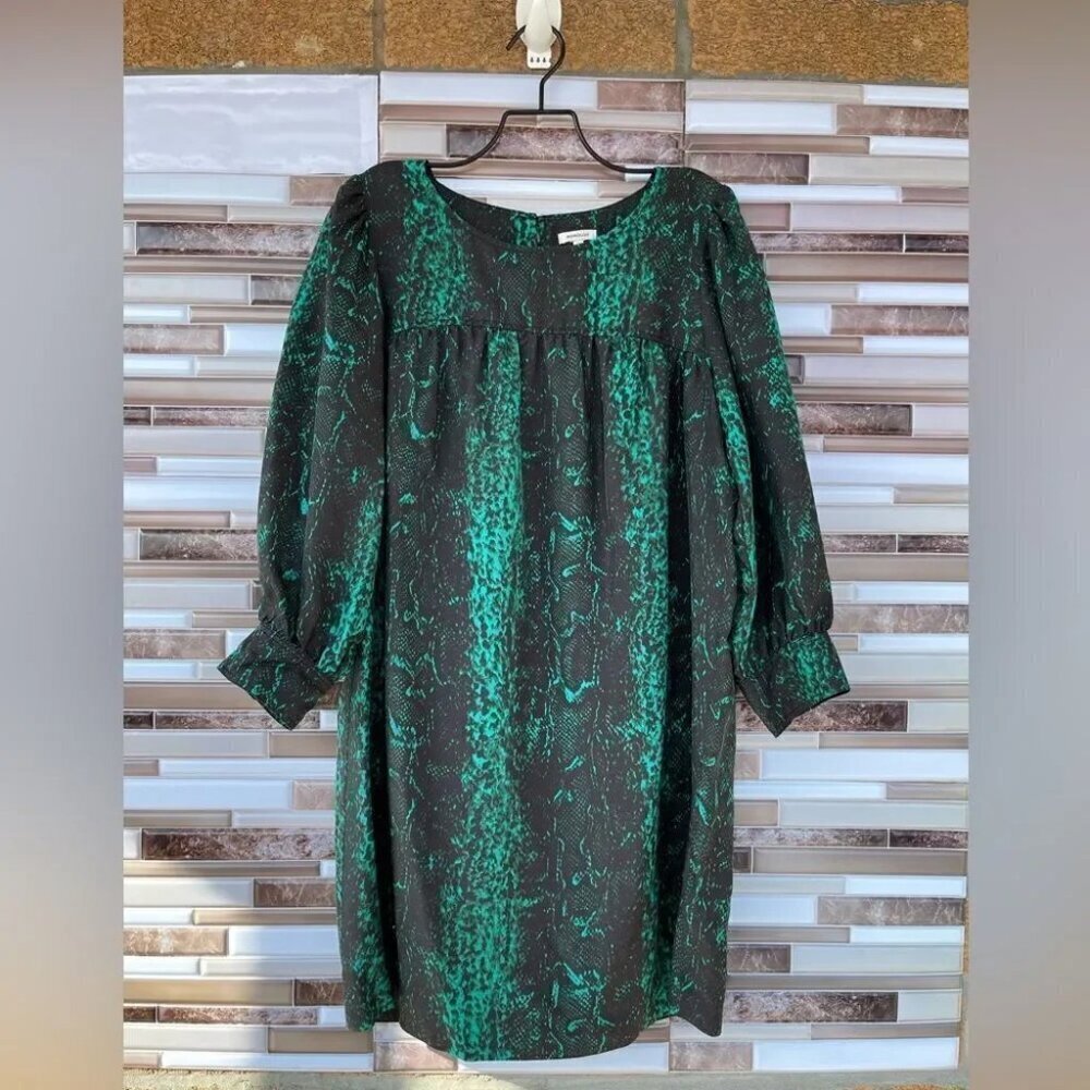 Manoush emerald snake skin print silk dress size 40/8